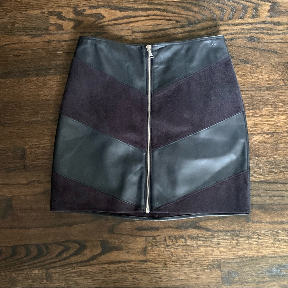Express Faux Leather/Suede Zip Up Mini Skirt